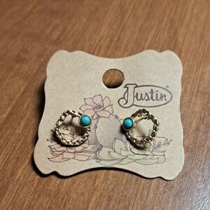FLASH SALE Justin Boots Twisted Gold and Blue Earrings